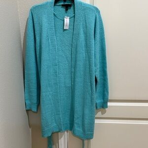 Lane Bryant NWT Turquoise blue Open-Front belted Cardigan size 10/12